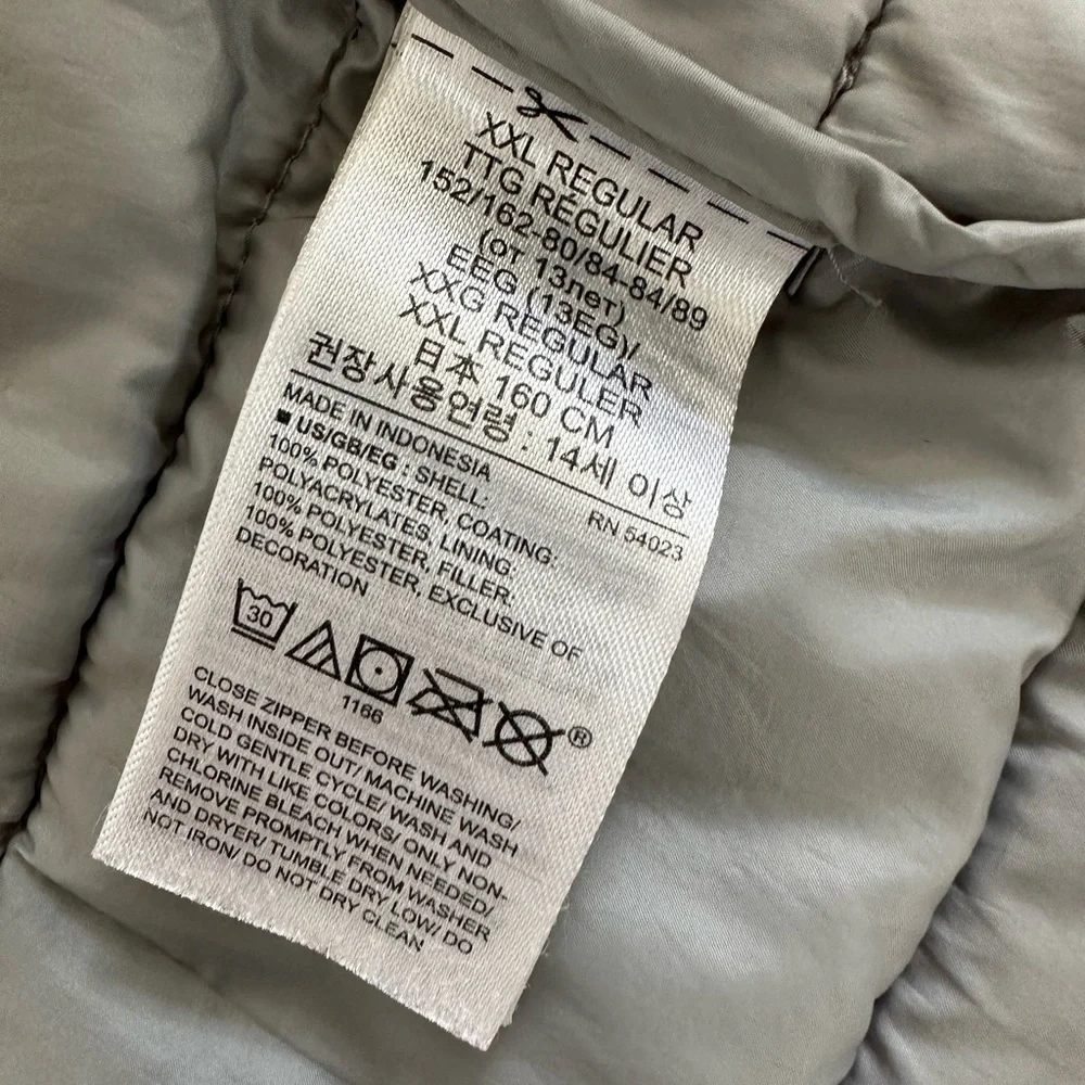 Gap Kids Girls XXL Hooded Zip Puffer Coat Jacket Gray Metallic with Pockets